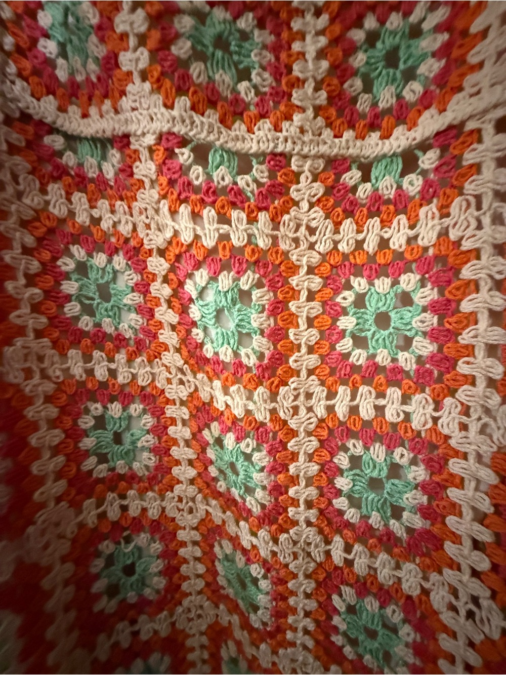 Zara Crochet Mini Dress in Coral, Mint & White - Picture 5 of 5